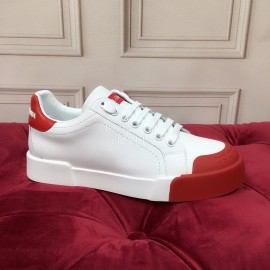 Dolce Gabbana Silk Cowhide Casual Shoes For Men And Women Red