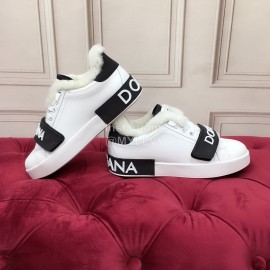 Dolce Gabbana Winter Silk Cowhide Wool Casual Shoes For Men And Women Black