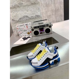 Dolce Gabbana New Leather Thick Soles Sneakers For Men And Women Blue