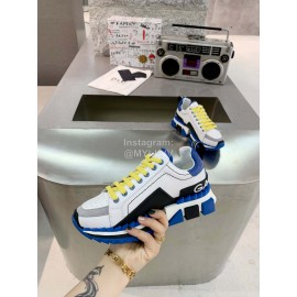 Dolce Gabbana New Leather Thick Soles Sneakers For Men And Women Blue