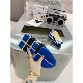 Dolce Gabbana New Leather Thick Soles Sneakers For Men And Women Blue