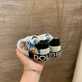 Dolce Gabbana New Printed Leather Casual Shoes For Kids Blue