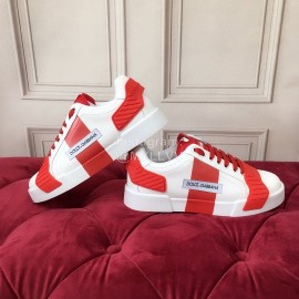 Dolce Gabbana New Silk Leather Casual Shoes For Men And Women Orange Red