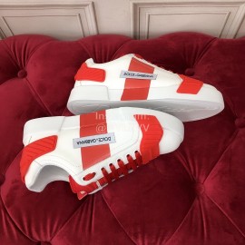 Dolce Gabbana New Silk Leather Casual Shoes For Men And Women Orange Red