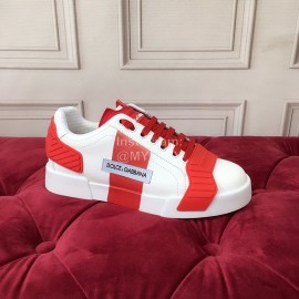 Dolce Gabbana New Silk Leather Casual Shoes For Men And Women Orange Red
