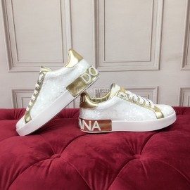 Dolce Gabbana New Silk Leather Casual Shoes For Men And Women White