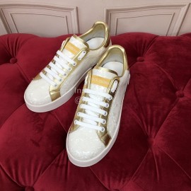 Dolce Gabbana New Silk Leather Casual Shoes For Men And Women White