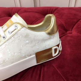 Dolce Gabbana New Silk Leather Casual Shoes For Men And Women White