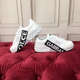 Dolce Gabbana New Silk Leather Black Letter Printed Casual Shoes For Men And Women