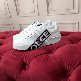Dolce Gabbana New Silk Leather Black Letter Printed Casual Shoes For Men And Women
