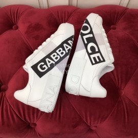 Dolce Gabbana New Silk Leather Black Letter Printed Casual Shoes For Men And Women