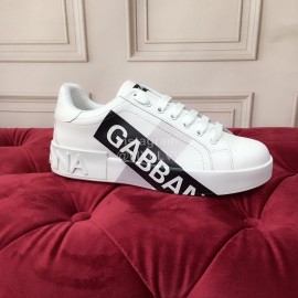 Dolce Gabbana New Silk Leather Black Letter Printed Casual Shoes For Men And Women