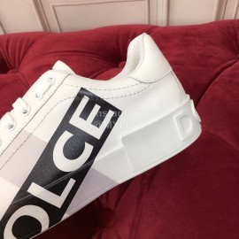 Dolce Gabbana New Silk Leather Black Letter Printed Casual Shoes For Men And Women