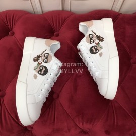 Dolce Gabbana New Printed Silk Leather Casual Shoes For Men And Women Pink