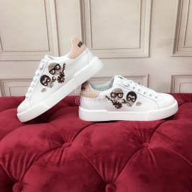 Dolce Gabbana New Printed Silk Leather Casual Shoes For Men And Women Pink