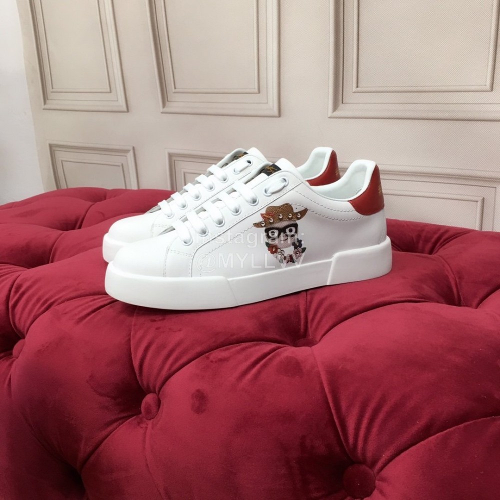 Dolce Gabbana New Printed Silk Leather Casual Shoes For Men And Women