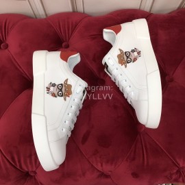 Dolce Gabbana New Printed Silk Leather Casual Shoes For Men And Women