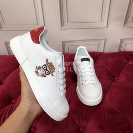 Dolce Gabbana New Printed Silk Leather Casual Shoes For Men And Women