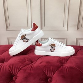Dolce Gabbana New Printed Silk Leather Casual Shoes For Men And Women