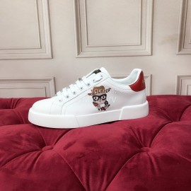 Dolce Gabbana New Printed Silk Leather Casual Shoes For Men And Women
