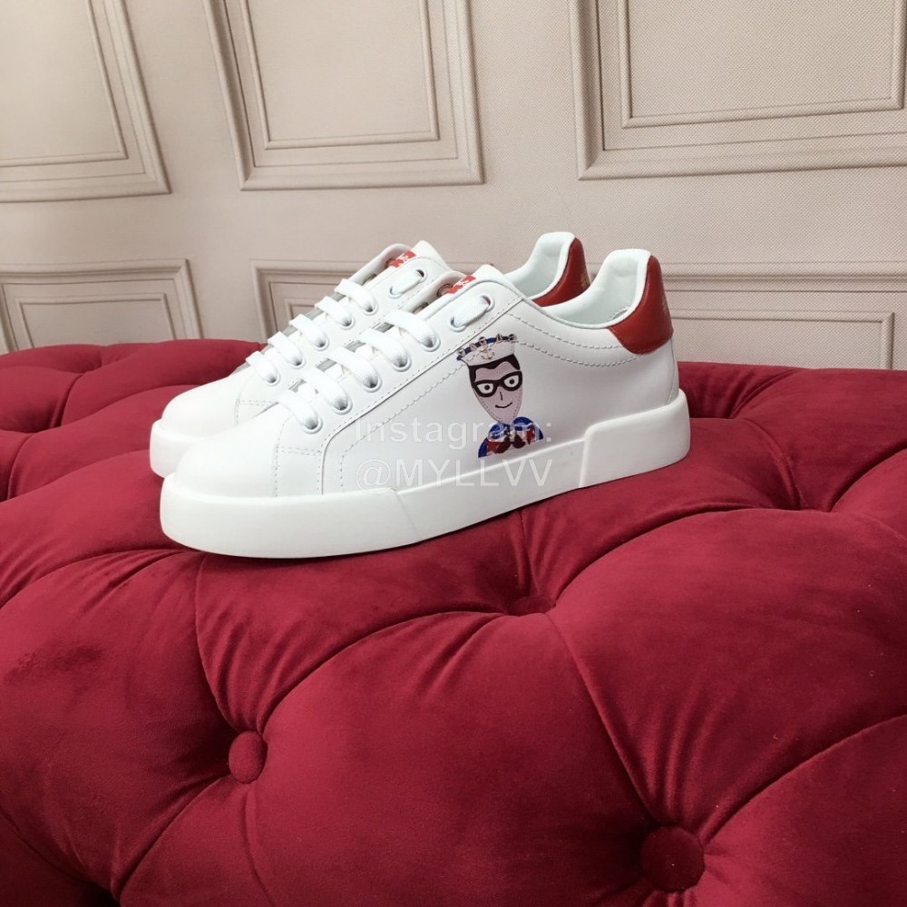 Dolce Gabbana New Silk Printed Leather Casual Shoes For Men And Women