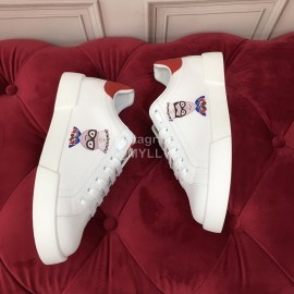 Dolce Gabbana New Silk Printed Leather Casual Shoes For Men And Women