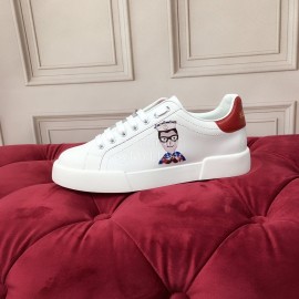 Dolce Gabbana New Silk Printed Leather Casual Shoes For Men And Women