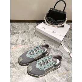 Dolce Gabbana New Stretch Crosta Leather Sneakers For Women Gray