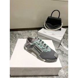 Dolce Gabbana New Stretch Crosta Leather Sneakers For Women Gray