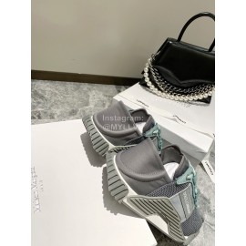 Dolce Gabbana New Stretch Crosta Leather Sneakers For Women Gray