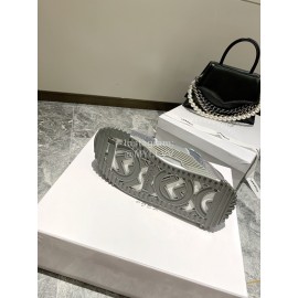 Dolce Gabbana New Stretch Crosta Leather Sneakers For Women Gray