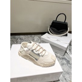 Dolce Gabbana New Stretch Crosta Leather Sneakers For Women Beige