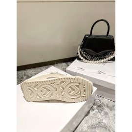 Dolce Gabbana New Stretch Crosta Leather Sneakers For Women Beige