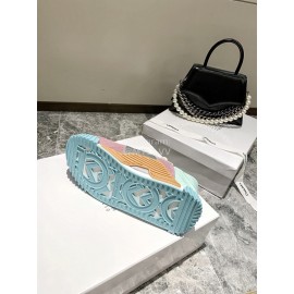 Dolce Gabbana New Stretch Crosta Leather Sneakers For Women Blue