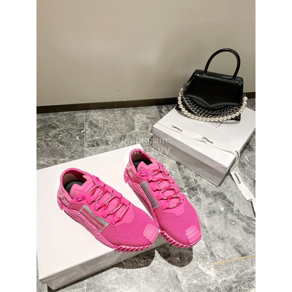 Dolce Gabbana New Stretch Crosta Leather Sneakers For Women Rose Red