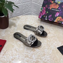 Dolce Gabbana Soft Sheepskin Flat Heel Slippers For Women Black