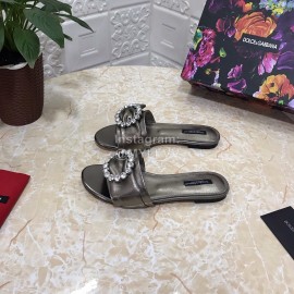 Dolce Gabbana Soft Sheepskin Flat Heel Slippers For Women Black