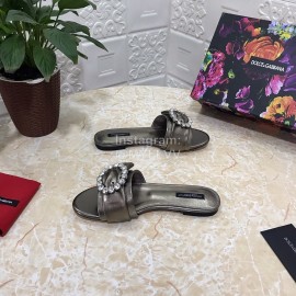 Dolce Gabbana Soft Sheepskin Flat Heel Slippers For Women Black