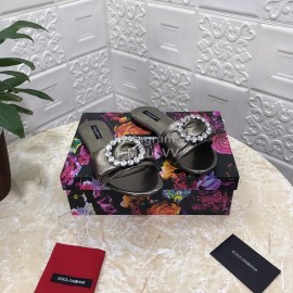 Dolce Gabbana Soft Sheepskin Flat Heel Slippers For Women Black