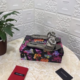 Dolce Gabbana Soft Sheepskin Flat Heel Slippers For Women Black