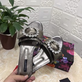 Dolce Gabbana Soft Sheepskin Flat Heel Slippers For Women Black