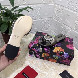 Dolce Gabbana Soft Sheepskin Flat Heel Slippers For Women Black