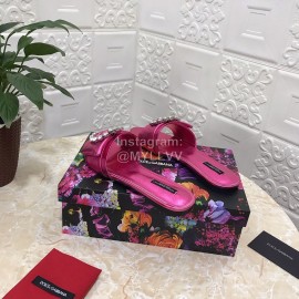 Dolce Gabbana Soft Sheepskin Flat Heel Slippers For Women Rose Red