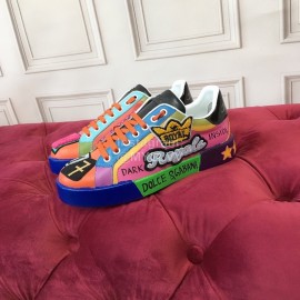 Dolce Gabbana New Color Printing Silk Leather Casual Shoes For Men And Women