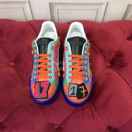 Dolce Gabbana New Color Printing Silk Leather Casual Shoes For Men And Women