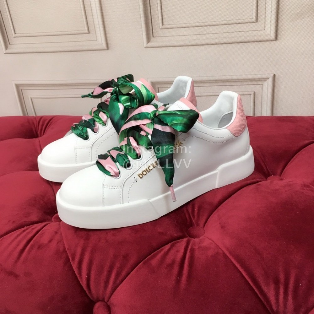 Dolce Gabbana Silk Leather New Casual Shoes For Men And Women Pink