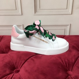 Dolce Gabbana Silk Leather New Casual Shoes For Men And Women Pink