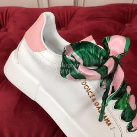 Dolce Gabbana Silk Leather New Casual Shoes For Men And Women Pink