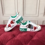 Dolce Gabbana Fashion Graffiti Leather Casual Shoes For Men And Women Green
