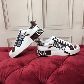 Dolce Gabbana Fashion Graffiti Leather Casual Shoes For Men And Women Black